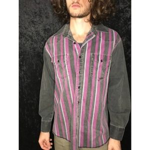 Vintage Wrangler Purple Pinstripe Denim Button Up